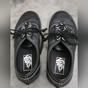 Vans black leather shoes women's size 7